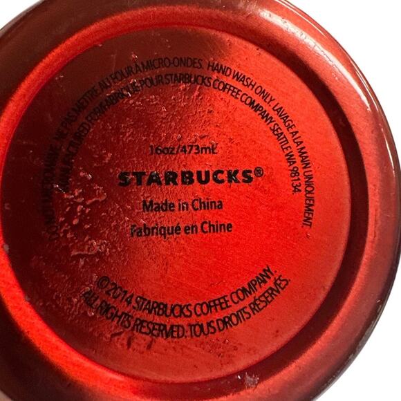 2014 Starbucks Red 16 oz Stainless Steel Cold Cup Tumbler - Picture 5 of 5